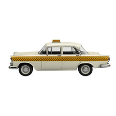 Classic Taxi Cab with Yellow Checkerboard Isolated on Transparent Background