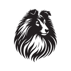 Shetland Sheepdog Vector Silhouette, Elegant Herding Canine Outline, Loyal Pet Lover Clipart, Active Dog Art for Logos, Stickers, Apparel, Digital Prints, Crafts, and Posters.