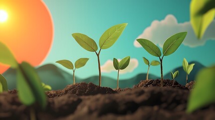 A concept for World Environment Day featuring seedlings being planted in soil, a symbolic act starting anew and fostering growth in the fight against climate change