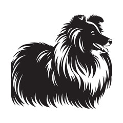 Shetland Sheepdog Vector Silhouette, Elegant Herding Canine Outline, Loyal Pet Lover Clipart, Active Dog Art for Logos, Stickers, Apparel, Digital Prints, Crafts, and Posters.