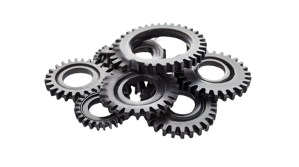Industrial Metal Gears on White Background - Machinery Parts Concept for Design Professionals