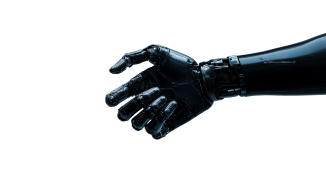 Robotic Arm Ready to Shake Hands in a Futuristic World, cut out transparent