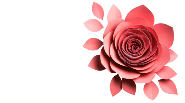 Peach flower paper, craft blossom art, ornamental decor background, cut out transparent