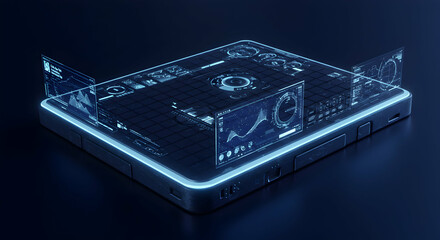 Glowing Digital Tablet Displaying Data Visualizations