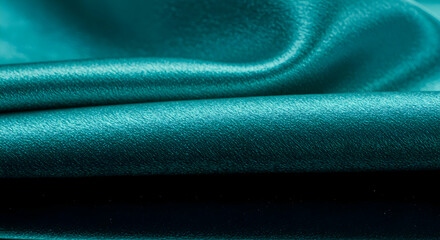 Teal Glitter Satin Fabric Texture