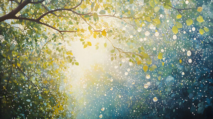 Morning Dew: Nature's Bejeweled Canopy in the Quiet Light of Dawn