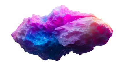 Fantasy asteroid with nebula and cosmic dust, cut out transparent