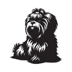 Shih Tzu Dog Vector Silhouette, Adorable Small Canine Outline, Friendly Pet Lover Clipart, Cute Dog Art for Logos, Stickers, Apparel, Digital Prints, Crafts, and Posters.