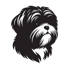 Shih Tzu Dog Vector Silhouette, Adorable Small Canine Outline, Friendly Pet Lover Clipart, Cute Dog Art for Logos, Stickers, Apparel, Digital Prints, Crafts, and Posters.
