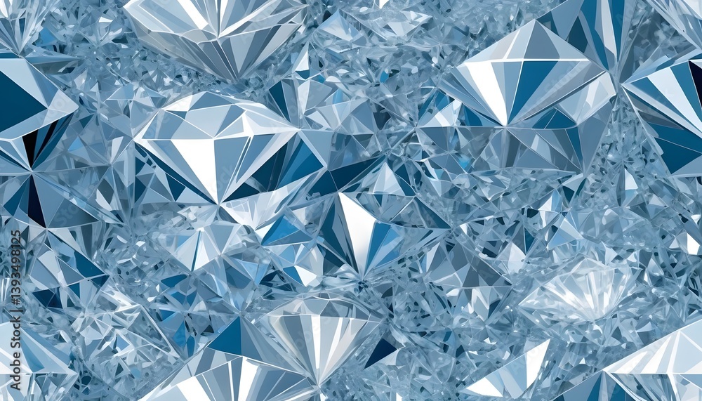 Poster abstract background, shimmering crystals, silver and blue. geometric design for modern projects. cre