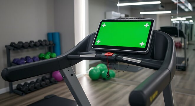 Treadmill with Chroma Key Screen for Interactive Fitness Experiences in Modern Gym