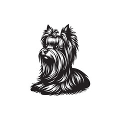 Yorkshire Terrier Dog Vector Silhouette, Cute Small Canine Outline, Loyal Pet Lover Clipart, Playful Dog Art for Logos, Stickers, Apparel, Digital Prints, Crafts, and Posters.