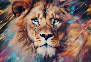 concept painting abstract colorful animals lion background lines artistic curves luxury vibrant element closeup modern imagination isolated elegant header nature style animal creativity purity