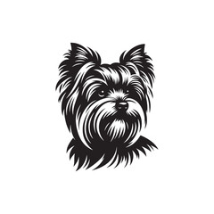 Yorkshire Terrier Dog Vector Silhouette, Cute Small Canine Outline, Loyal Pet Lover Clipart, Playful Dog Art for Logos, Stickers, Apparel, Digital Prints, Crafts, and Posters.