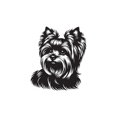 Yorkshire Terrier Dog Vector Silhouette, Cute Small Canine Outline, Loyal Pet Lover Clipart, Playful Dog Art for Logos, Stickers, Apparel, Digital Prints, Crafts, and Posters.