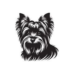 Yorkshire Terrier Dog Vector Silhouette, Cute Small Canine Outline, Loyal Pet Lover Clipart, Playful Dog Art for Logos, Stickers, Apparel, Digital Prints, Crafts, and Posters.