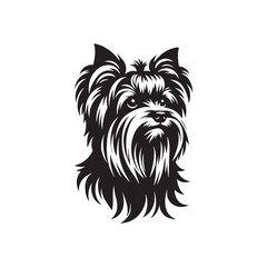 Yorkshire Terrier Dog Vector Silhouette, Cute Small Canine Outline, Loyal Pet Lover Clipart, Playful Dog Art for Logos, Stickers, Apparel, Digital Prints, Crafts, and Posters.