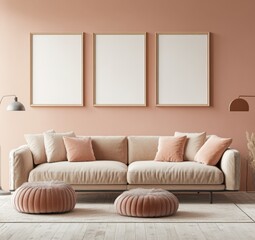 Minimalist living room with neutral tones