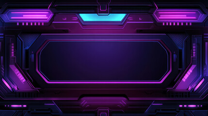 Obraz premium Cyberpunk Tech Interface: Immersed in a cyberpunk aesthetic, this interface panel presents a sleek, futuristic design, combining neon light elements with a dark, technological background.