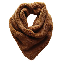 A Faux Shearling Scarf in Brown Isolated on Transparent Background