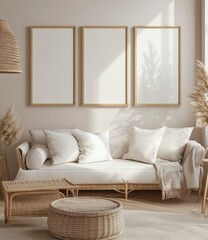 Minimalist, boho-chic living room