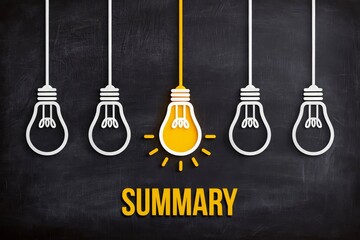 Naklejka premium Summary word with light bulbs.