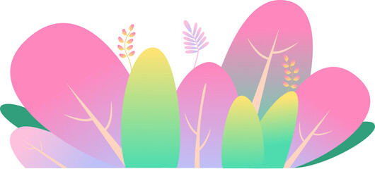 Gradient Pink and Purple Nature Plants – Soft Vector