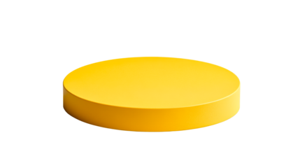 Minimalist yellow circular stage, presentation, podium, cut out transparent