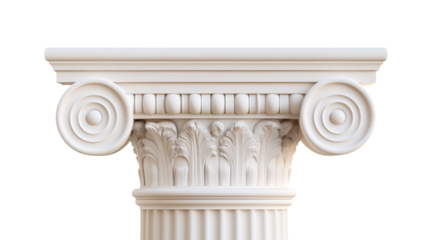 Detailed Corinthian column capital, architectural design, cut out transparent