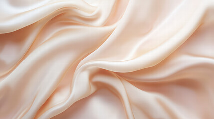 Fototapeta premium A close-up showcases luxurious silk fabric, delicately draped and rippling, with a soft