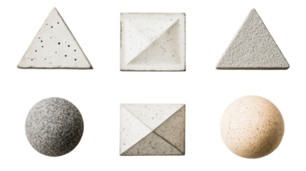 Geometric stones composition, collection abstract figures, cut out transparent