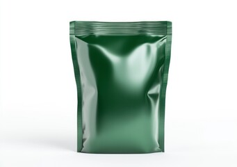Green Food Packaging Pouch Mockup Isolated on White Background Studio Shot