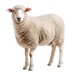 Fototapeta premium Charming Sheep Standing Calmly Wool Fluffy Isolated on Transparent Background