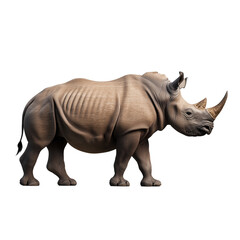 Fototapeta premium Rhinoceros walking forward with its head slightly turned, transparent background