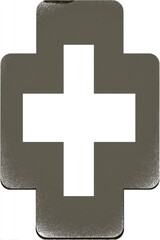 Obraz premium Bold black cross silhouette on white background with distressed texture