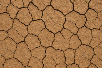 Seamless Cracked Dry Mud Texture with Natural Earth Patterns and Organic Fractures, Top-Down Flat View, Brown and Ochre Tones, Ideal for Nature, Environmental, or Desert-Themed Background Projects