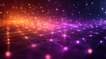 Naklejka premium Abstract network connection, glowing nodes, dark background, digital technology concept (1)