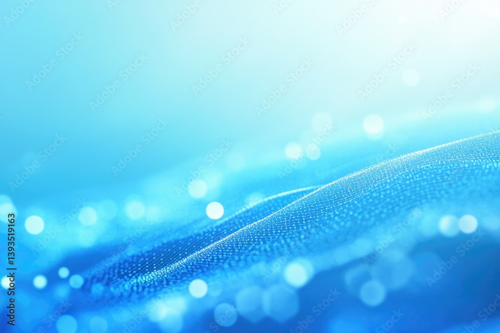 Wall mural abstract blue wave background with bokeh effect, representing digital technology or data flow.