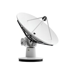 Satellite dish communication technology isolated on white background
