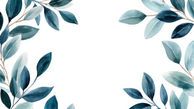 Watercolor leaves frame, greenery design, decorative element, botanical, cut out transparent