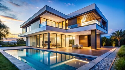 Stunning Modern Villa with Expansive Windows A Showcase of Clean Lines and Contemporary Architecture