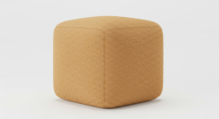 A cozy cube ottoman, perfect for adding a touch of warmth and texture to any room, in a soft, golden hue.