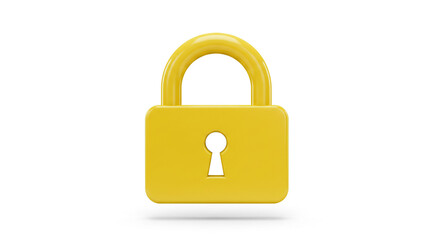 A bright yellow padlock symbolizes unwavering security and digital protection against threats, rendered in a smooth 3D style.