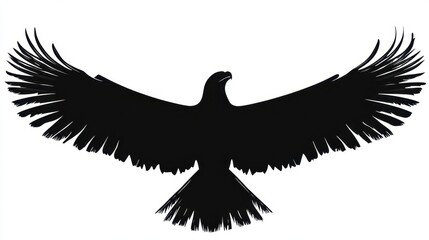 Obraz premium A striking black silhouette of an eagle with wings fully extended, capturing a sense of power and freedom