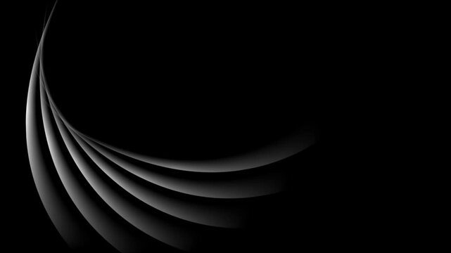 Dark grey minimal wavy rays abstract glossy futuristic tech background. Seamless looping motion design. Video animation Ultra HD 4K 3840x2160