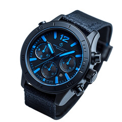 Luxury Field Watch with Gunmetal Casing and Blue Isolated on Transparent Background