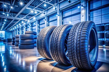 Obraz premium Upgrade Your Ride with Stylish Modern Tires on Sale at a Premier Tire Shop