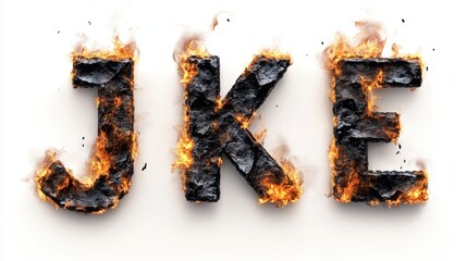 Realistic Black Fire Alphabet
