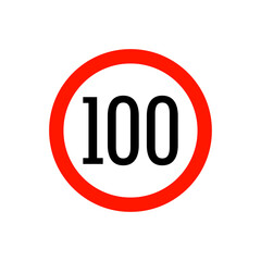 Speed limit road sign from the prohibitory group. Circle with a red border, white background and a number inside. For use in design, in traffic safety applications, for infographics, for maps.