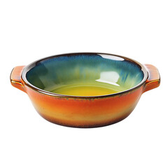 A Contemporary Ceramic Bowl with Green and Orange Design Isolated on Transparent Background